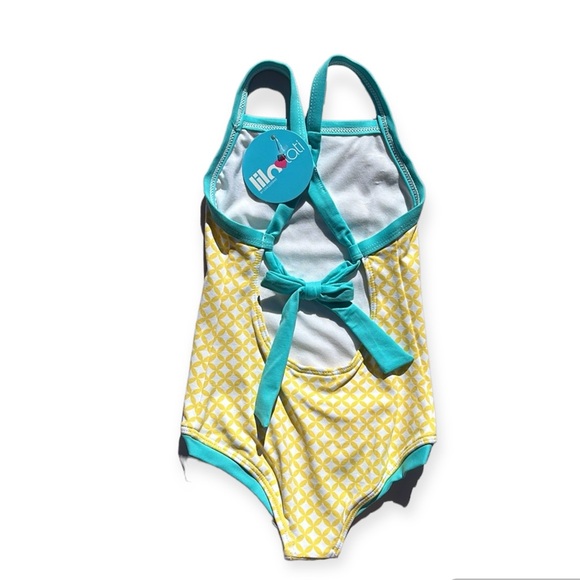Lilo Tati Girls Sporty Binded One-Piece Yellow/Basket Size 3 - Picture 3 of 8